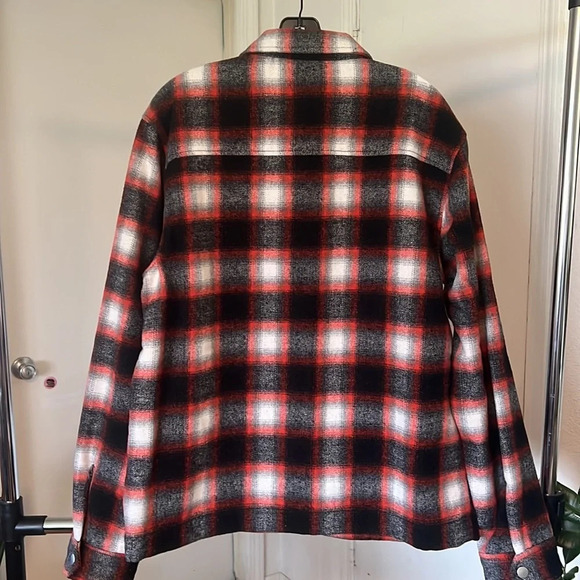 Bp. Plaid Shirt Jacket In Brown-rust Combo. Size Large - Picture 5 of 5